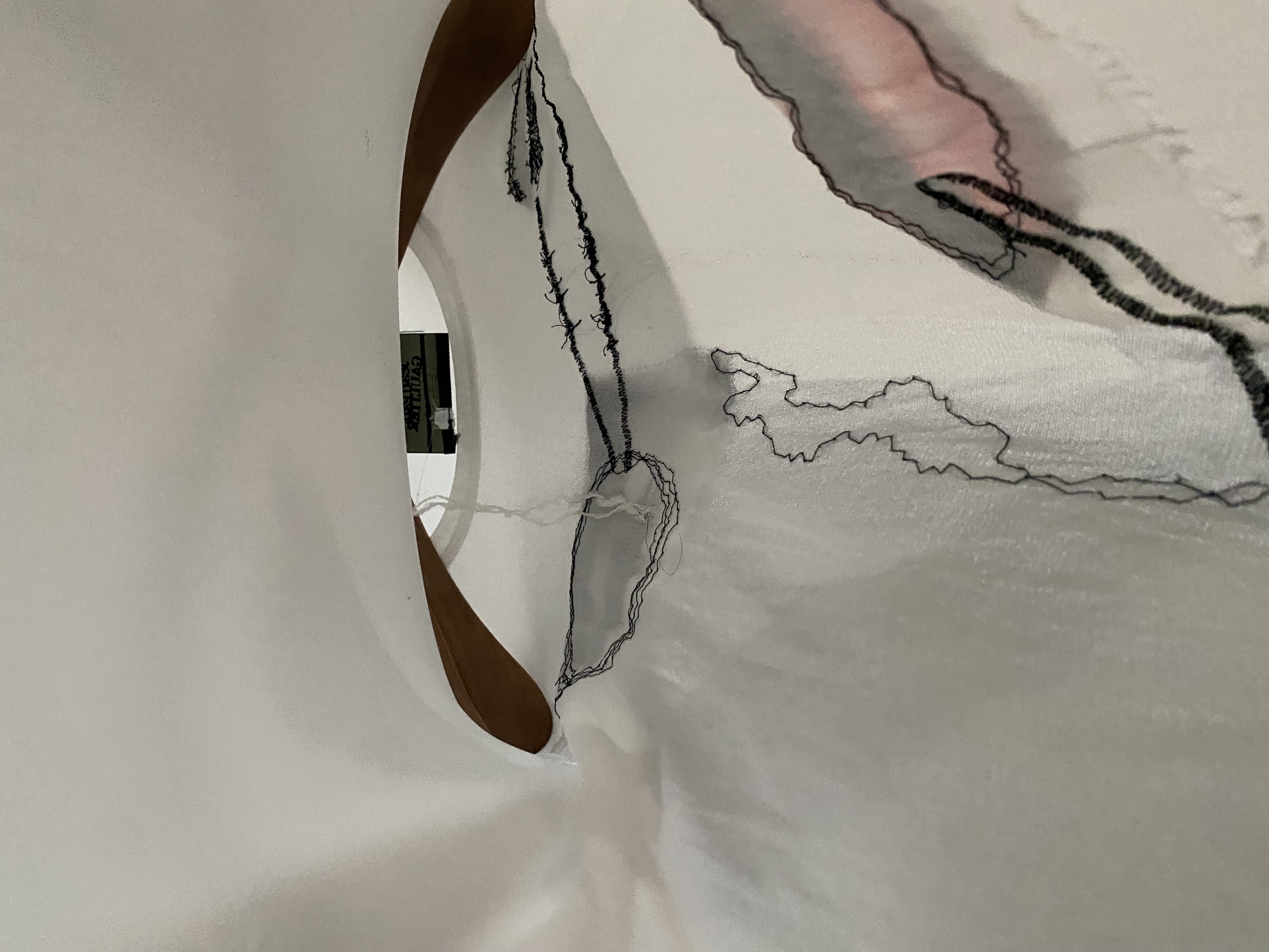 SS2002 embroidered eye and lips 'Yeux' mesh top, view 6